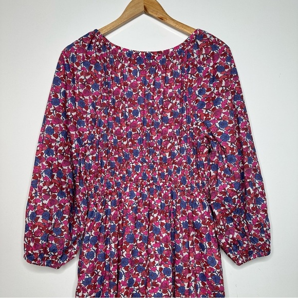 J. Crew V-Neck Midi Dress in Berry Floral Size Small - Picture 4 of 11